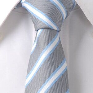 Light Grey Striped Necktie 2.5" W x 58"L
